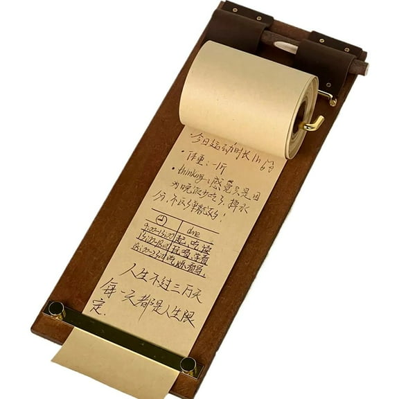 Wooden Board Notepad, Retro Note Board Clip Roll Note Paper