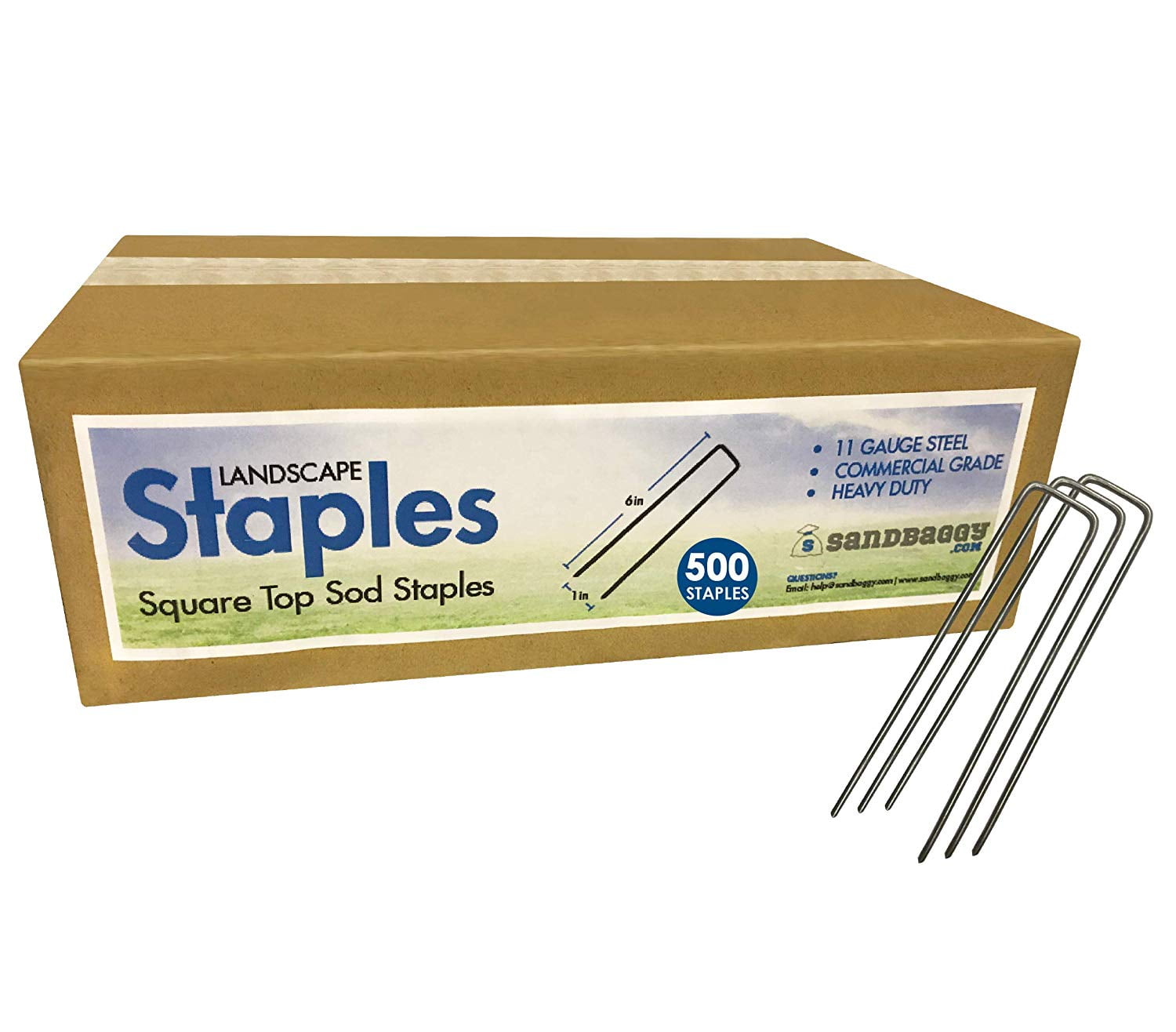 200 pc RUST-FREE 6-Inch Landscape Staples SOD Special Round Pins Sandbaggy 
