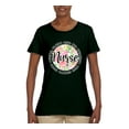 thumbnail image 3 of Floral Nurse Appreciation Pop Culture Womens Graphic T-Shirt, Forest Green, 3X-Large, 3 of 5