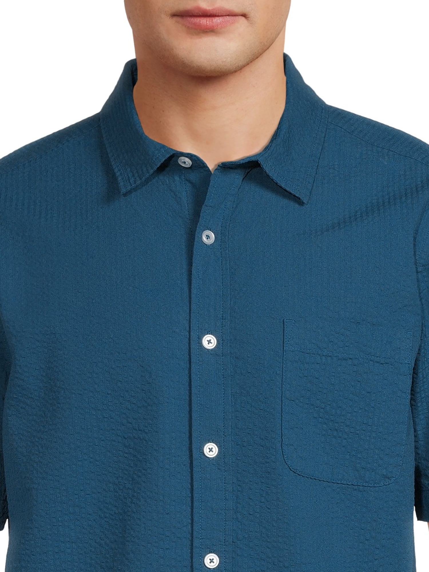 George Men's Seersucker Button Up Shirt with Short Sleeves