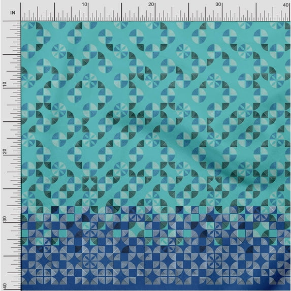 oneOone Cotton Poplin Twill Turquoise Blue Fabric Geometric Panel Diy Clothing Quilting Fabric Print Fabric By Yard 56 Inch Wide