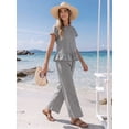 thumbnail image 5 of OYYN 2 Piece Sets for Women Lounge Plaid Ruffle Hem Tops Wide Leg Casual Dressy Lounge Sets, 5 of 5