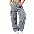 thumbnail image 3 of Womens Cargo Pants with Pockets Outdoor Casual | Durable & breathable, workout cargos, stretch sweatpants, drawstring elastic waist, hiking, outdoor, running, 3 of 7