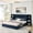 Dark Blue, variant on New Queen Size Modern Storage Platform Bed Frame, Glossy Velvet Headboard with Side Bookcases & Drawer, Mattress Excluded-Beige