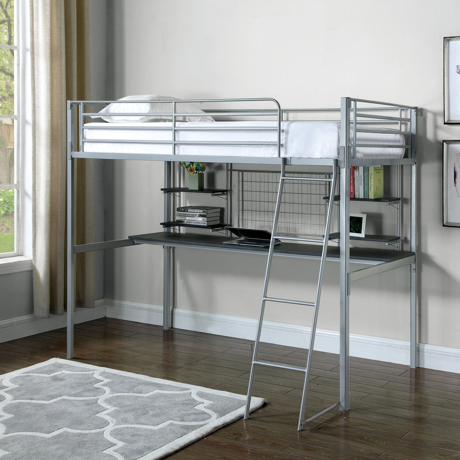 TWIN LOFT BUNK BED (SILVER)