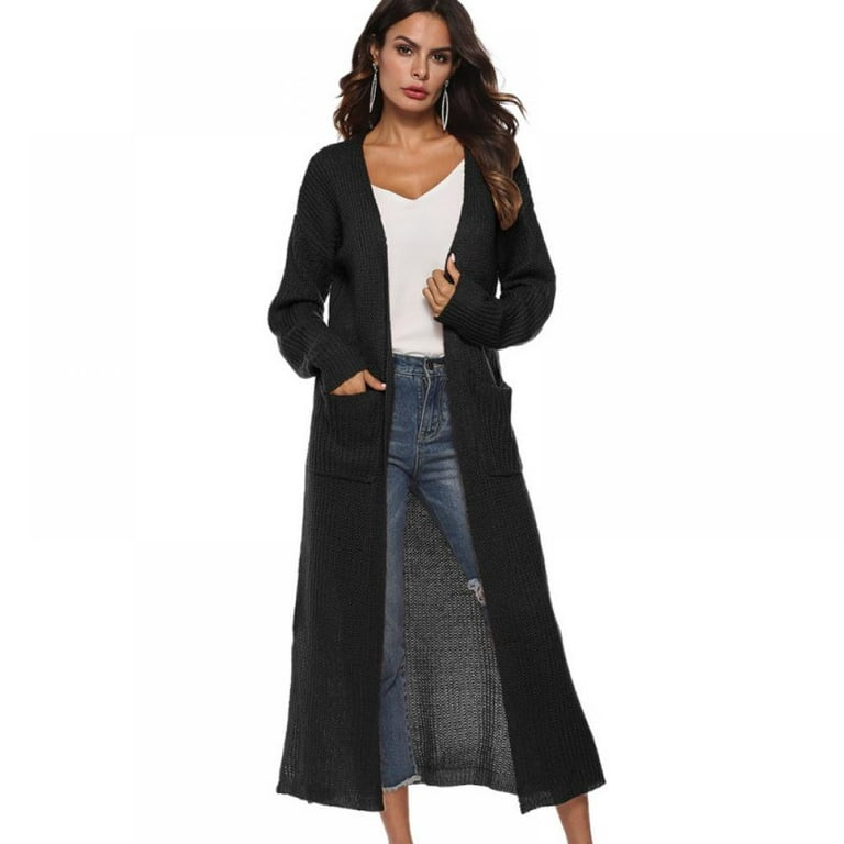 Women Floor Length Open Front Drape Cardigan Lightweight Long Sleeve Maxi  Duster with Pockets,Thin Cable Knit Long Sweater Coats Outerwear  Lightweight