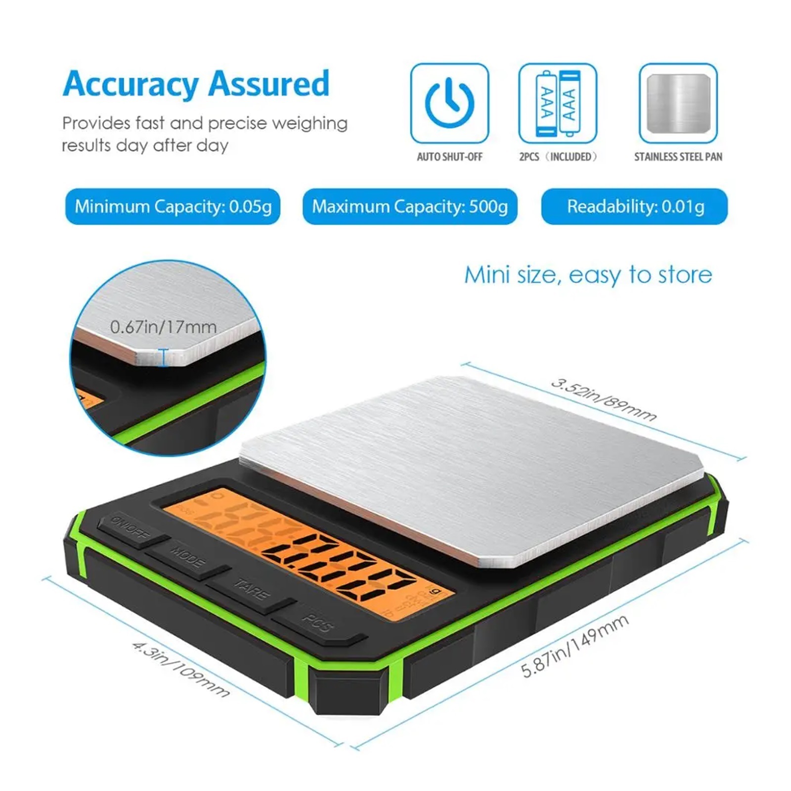 Kitchen Mini Scales 500*0.01g High Precision Digital Display Electric Scale For Jewelry Balance Kitchen Food Weighing ,Simple Operation