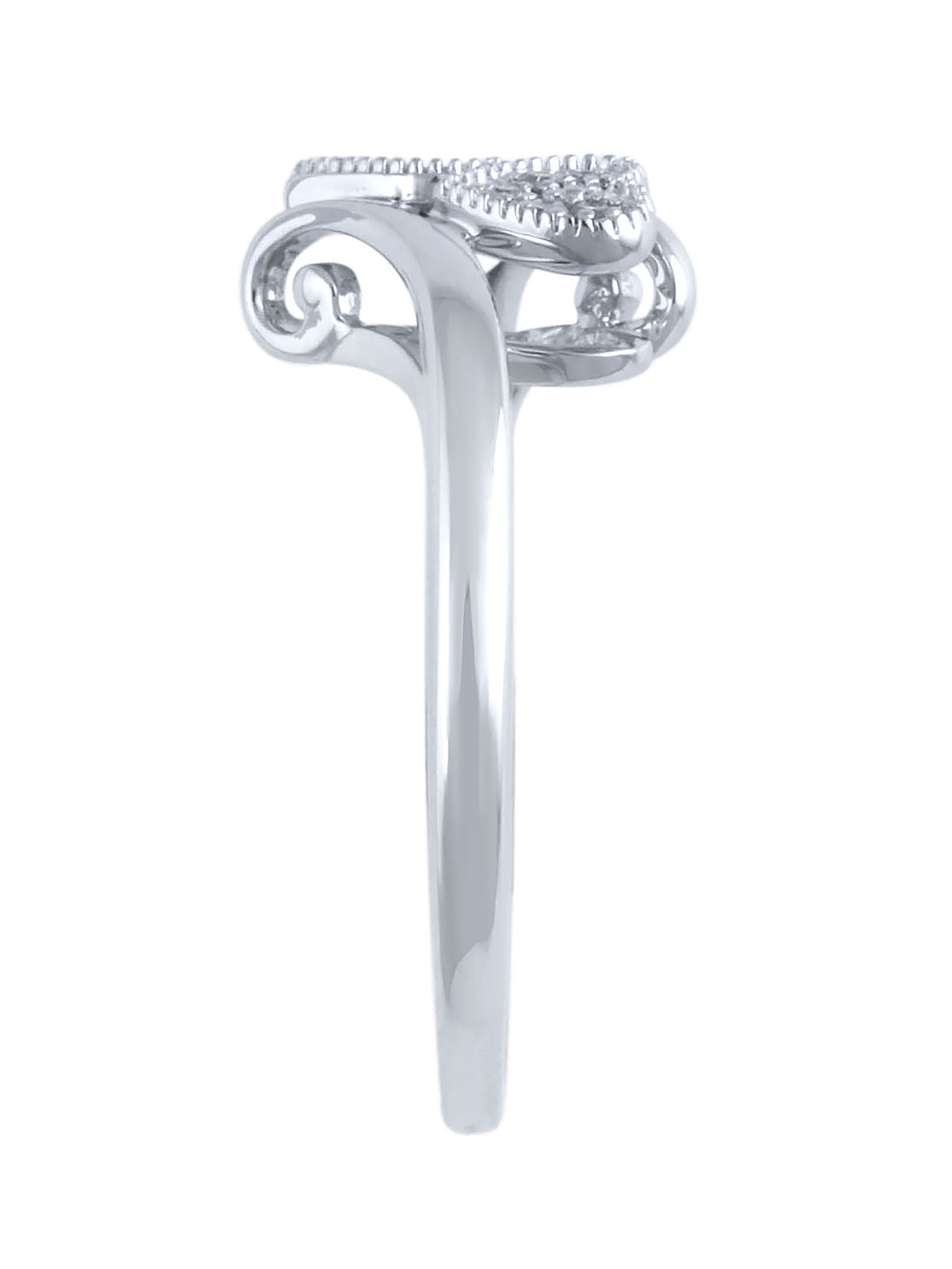 Diamond Accent (I3 clarity, J-K color) Hold My Hand Diamond Heart Promise Ring in Sterling Silver, Size 9