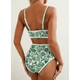 thumbnail image 4 of SHEWIN Women's Bikini Sets Floral Print Whip Stitch 2 Piece Swimsuits High Waisted Scoop Bathing Suits, 4 of 9