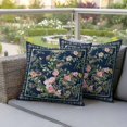 thumbnail image 3 of Pack of 2 Navy Blue Flowers Outdoor Pillow Covers Decorative, Waterproof Pillow Protector, Spring Floral Elegant Pastoral Botanical Throw Pillowcases Accent Cushion Cases for Patio Couch Sofa 26"x26", 3 of 8