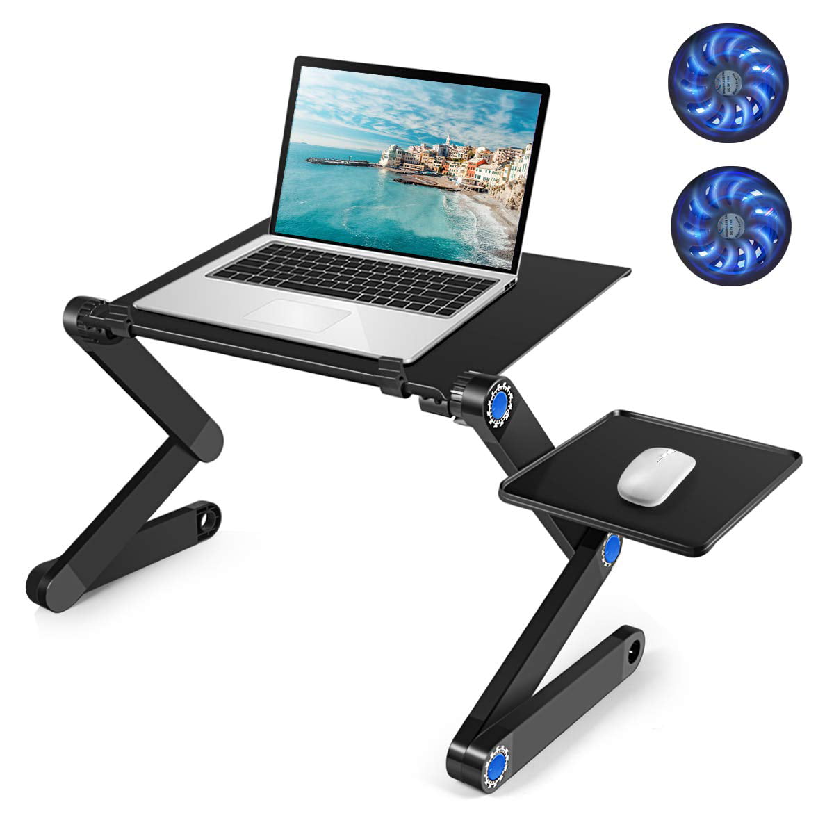 Portable Laptop Stand Desk Table Tray on sofa bed Cooling Fan With Mouse 