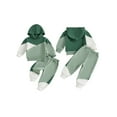 thumbnail image 2 of Loicainy Toddler Baby Fall Spring Hooded Outfit 6 12 18 24 Months 2T 3T 4T Casual Contrast Color Long Sleeve Hoodie and Pants 2 Pcs Clothes Set, 2 of 9