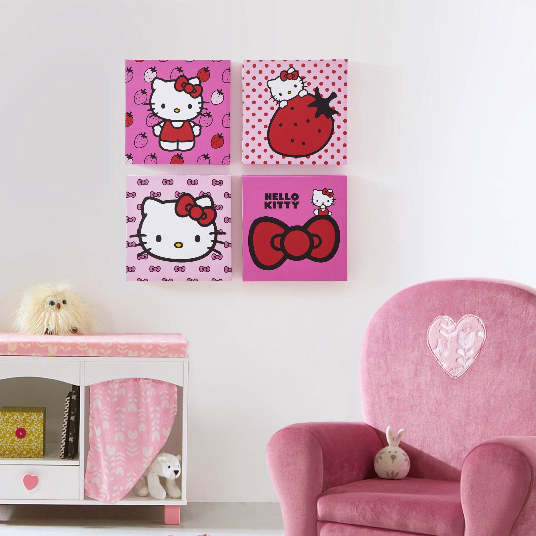 Hello Kitty Wall Décor for Kids Room, 4-Pack