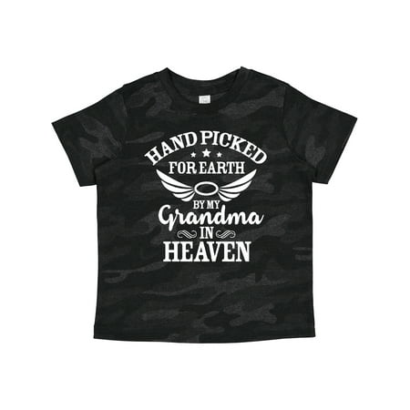

Inktastic Handpicked for Earth by My Grandma in Heaven Angel Wings Gift Toddler Boy or Toddler Girl T-Shirt