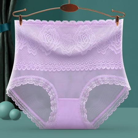 Price Smash: Panty Women  Bragas de Mujer  Women s Solid Color Briefs Sexy Ventilate Lace Netting High Waist Underpants SOPATENOR Pink L