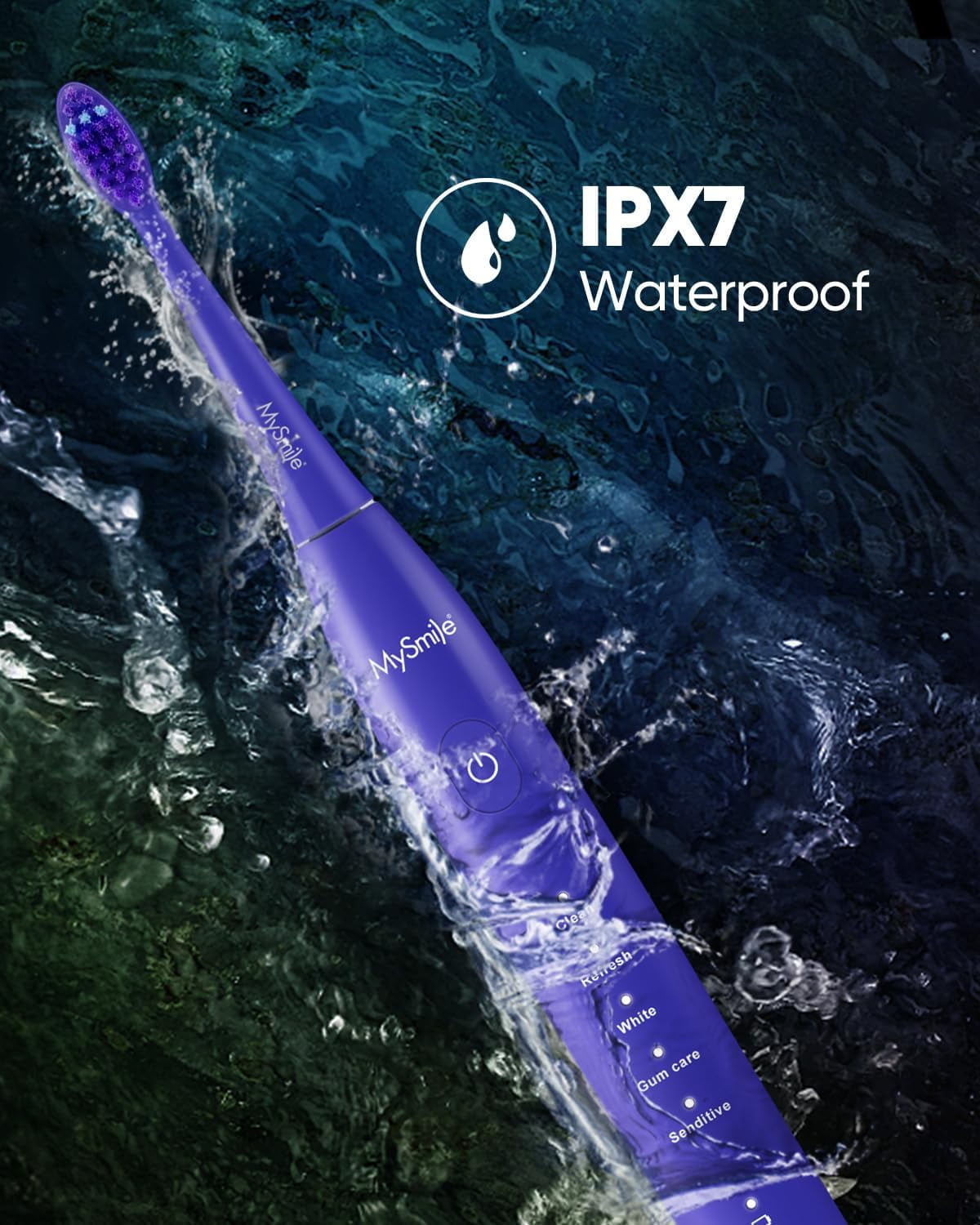 MySmile DY156 Sonic Electric Toothbrush for Adults, 45000 VPM Powered Toothbrush Rechargeable, IPX7 Waterproof, 5 Modes, 2 Mins Smart Timer, 60 Day Battery Life, 3 Tooth Brush Heads, Violet