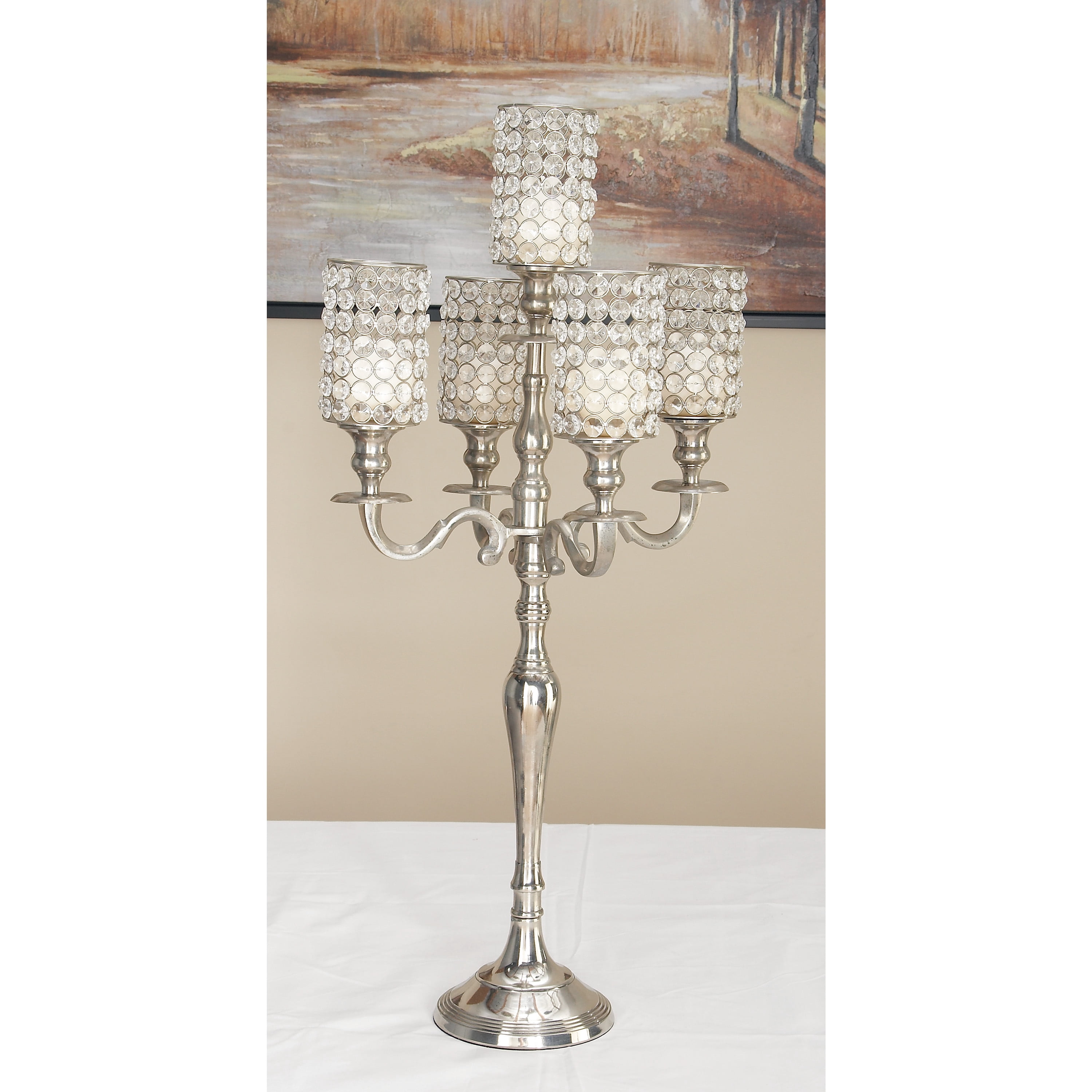 DecMode 5 Holder Silver Aluminum Candelabra