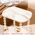 thumbnail image 5 of Gijjgole End Table, Marble Texture Modern Side Table with 2 Tier Open Shelf, Small Table Bed Side Tables Bedroom for Small Spaces, Living Room and Office (White), 5 of 7
