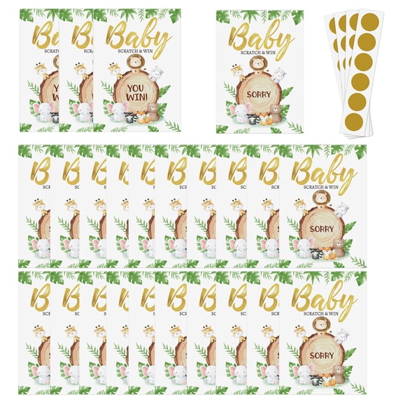 Pack of 24 Baby Showers Game Cards Scratch Lotteries Tickets Exciting Raffle Cards Fun Parties Ice Breaking Activity