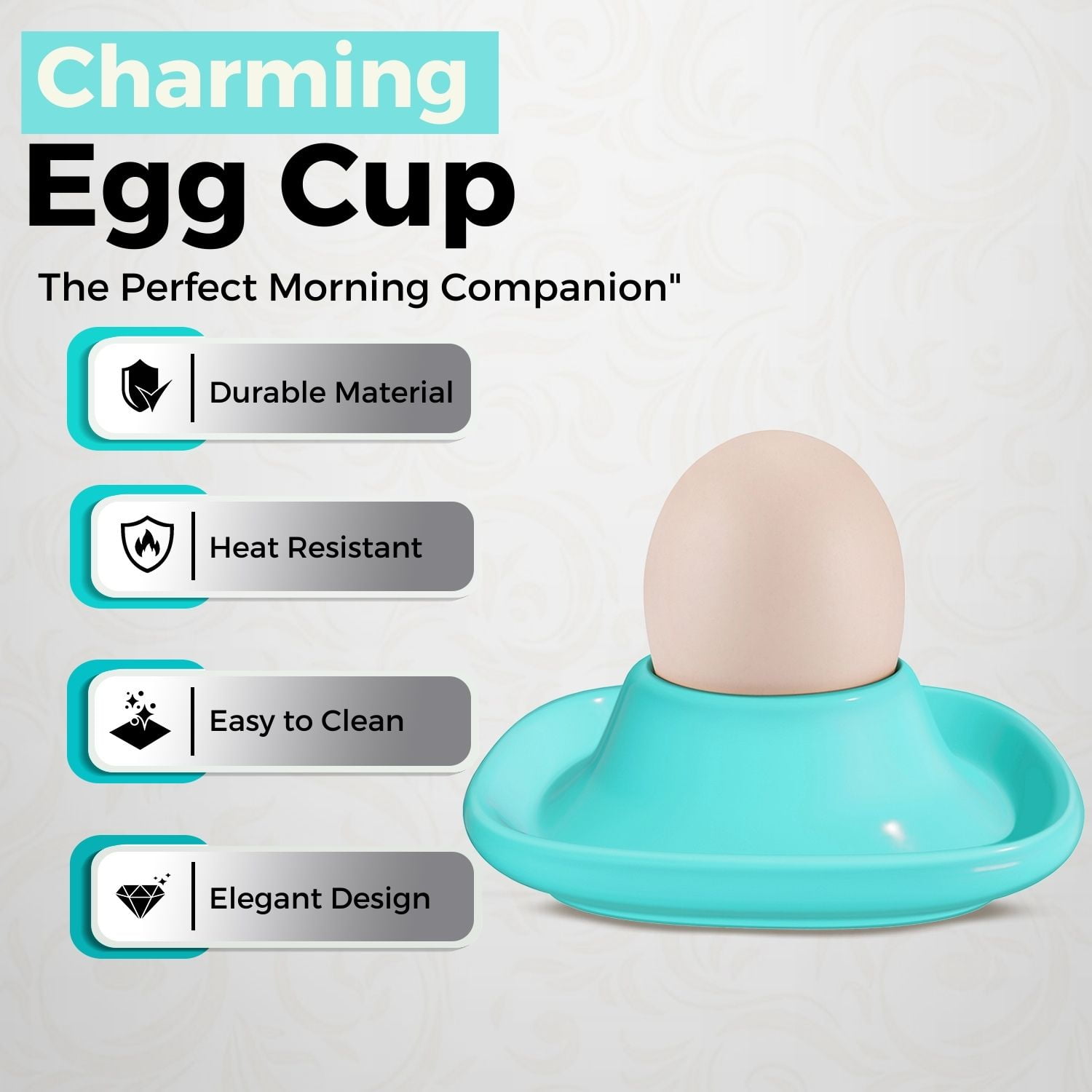 Ceramic Egg Cups Set of 6 Half Dozen Pack, Porcelain Hard Soft Boiled Egg Holder Keeper Container with Base, Stackable Serving Dish Plate Stand Serveware for Countertop Display Kitchen Home (Blue)