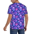 thumbnail image 2 of Zufioo blue Skull purple flower1 Print Men's Baseball Short Sleeve, Moisture Wicking Button-Down Hip Hop Tee-Medium, 2 of 7