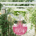 thumbnail image 4 of Eveokoki Hey There Sugar Sign for Front Door Decorations, Rustic Round Wood Holiday Sign, Front Door Wreath Burlap Wooden Hanging Signs for Outdoor Farmhouse Porch Home Spring Holiday Decor, 4 of 6