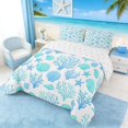thumbnail image 3 of Manfei Blue Coral Seashell Starfish Full Size Comforter Sets for Kids Boys and Girls, Coastal Sealife Bedding Sets, Reversible 3 Pieces, 1 Comforter and 2 Pillowcases, 3 of 6