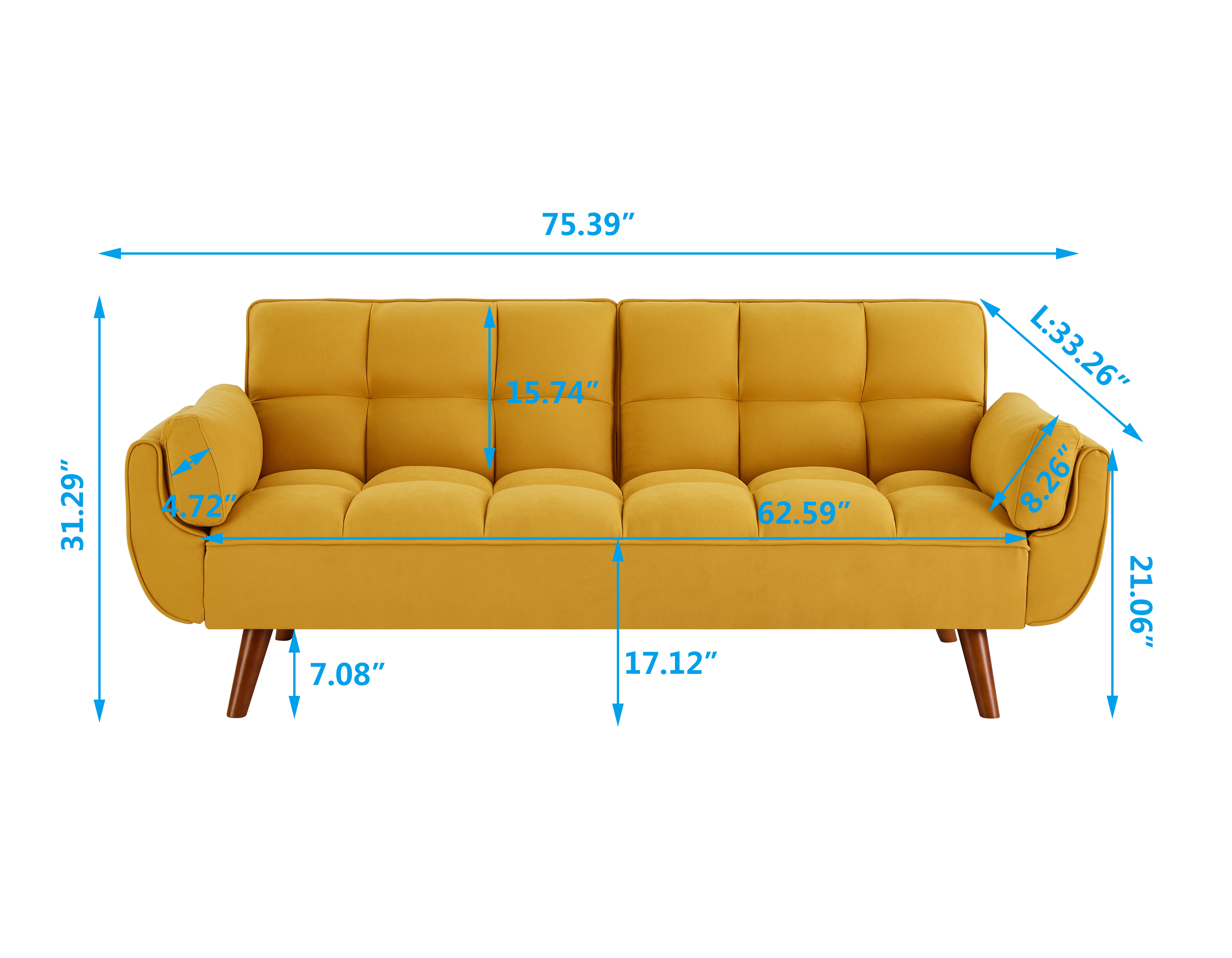 Linen Sofa Furniture Adjustable Backrest Recliner, Yellow