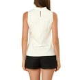 thumbnail image 3 of INSPIRAR CHIC Blusa sin mangas con cuello alto y volantes para mujer XL Blanca, 3 of 7