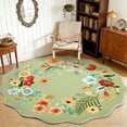thumbnail image 4 of NEWLAKE Green Floral Area Rug, 4' Round, Machine Washable Rug, Non-slip Backing, 4 of 7