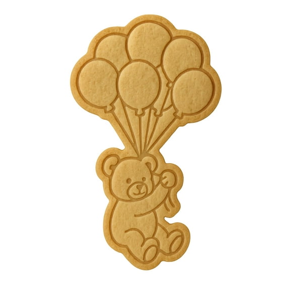 Flying Bear with Balloons Cookie Cutter & Stamp 4x2.5" for Baking & Fondant