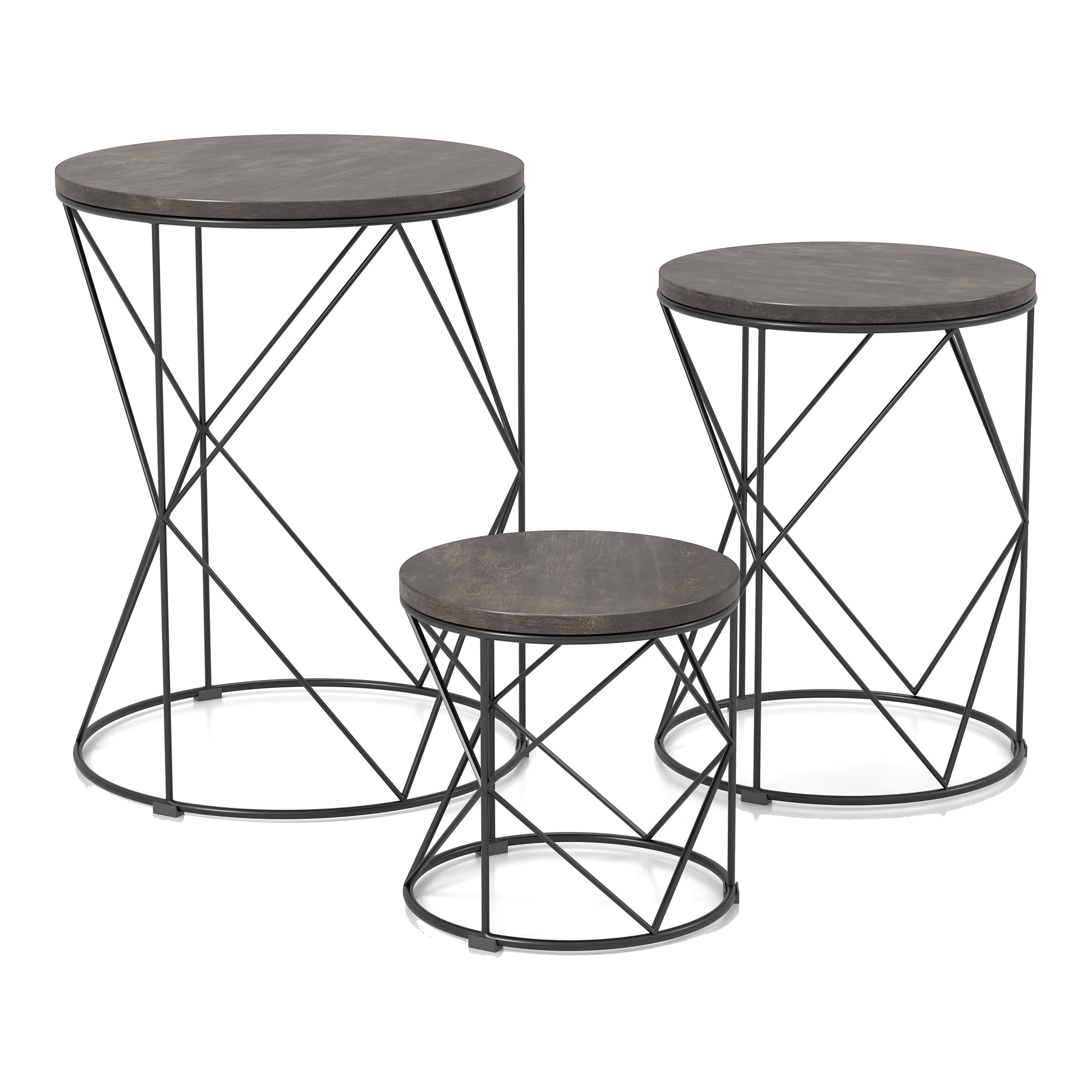 Furniture of America Melmar 3-Piece Nesting Tables, Walnut