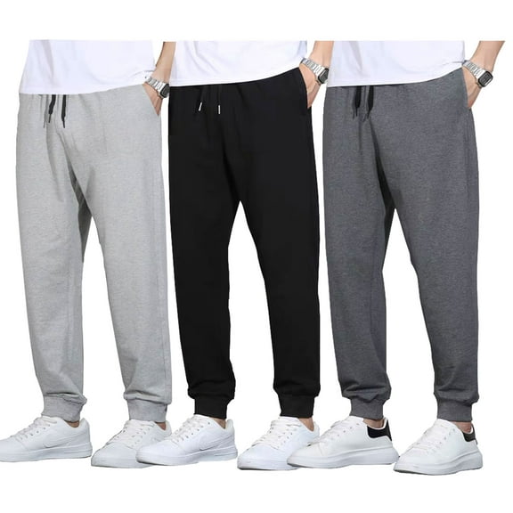 SMNDY 3 Pack Men's Active Athletic Casual Jogger Running Sweatpants Workout Gym Pants with Pockets