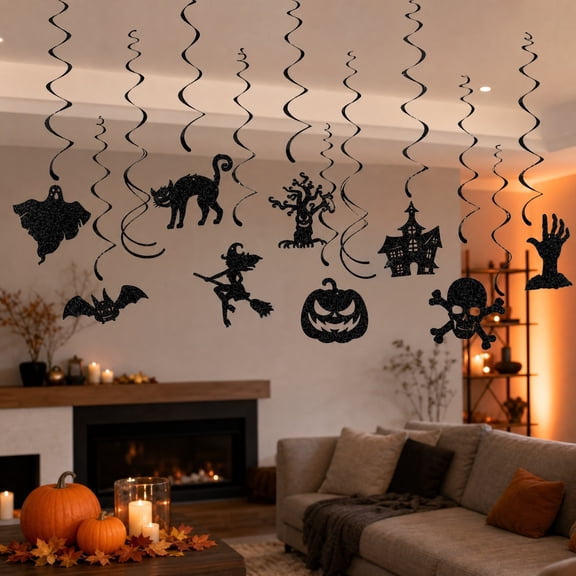 ShengapQ Halloween Decorations Hanging Ornaments, Ghost House Decorations, Skull Hanging Ornaments, Spooky Party Decor, Reusable Paper Halloween Ornaments, Eerie Home Decor, Halloween Party Supplies