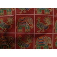 thumbnail image 4 of oneOone Cotton Poplin Blood Red Fabric Peacock & Elephant Block Sewing Material Print Fabric By The Yard 56 Inch Wide, 4 of 4