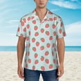 thumbnail image 2 of Pofeuu Hand Drawn Strawberry Print Hawaiian Shirt for Men Sleeves Casual Button Down Summer Beach Dress Shirts T-Shirts,Large, 2 of 7