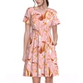thumbnail image 1 of Balery Pink Cockatoo Birds Vestidos sueltos de manga corta para mujer, vestidos de verano 2025, vestidos casuales de corte A con vuelo., 1 of 6