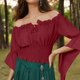 thumbnail image 4 of mfyjkho Tops Para Hacer Ejercicio, Blusa Campesina Renacentista Para Mujer Con Hombros Descubiertos Y Mangas Acampanadas Tops Para Hacer Ejercicio Para Mujer Xxl, 4 of 5
