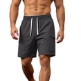 thumbnail image 4 of Hurxie Mens Casual Sweat Cargo Shorts Drawstring Elastic Waist Short Athletic Workout Gym Jogger Shorts with Pockets Black,M, 4 of 5