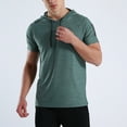 thumbnail image 4 of Jinda Men's Soft Workout Shirt Quick Dry Fit Slim Hoodie Short Sleeve Gym Top Lightweight Summer Cool Hooded Tshirt Green Medium, 4 of 4