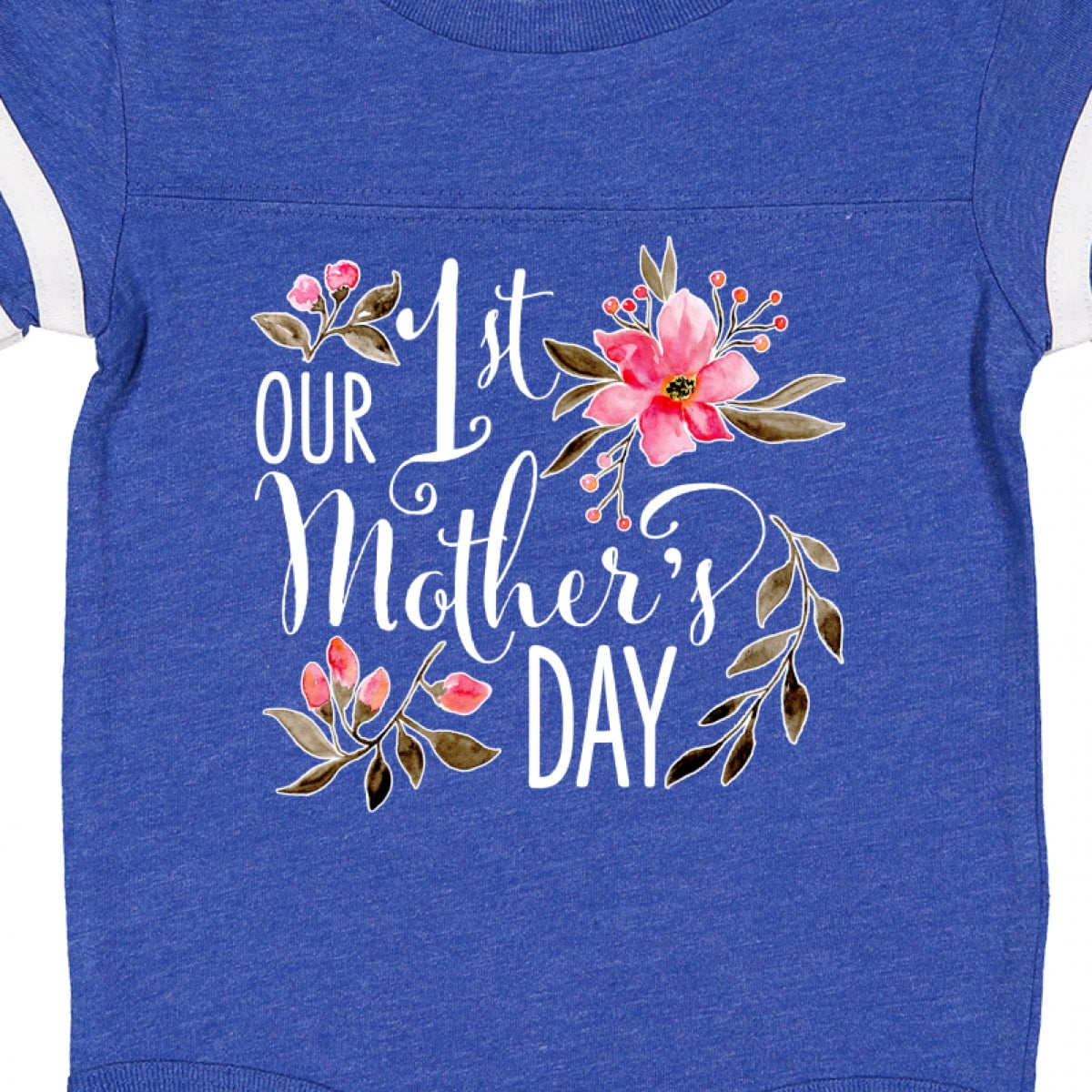 Inktastic Our First Mother's Day Pink Flowers Boys or Girls Baby Bodysuit