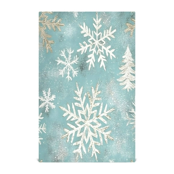 Snowflake Pattern Decorative Waffle Towel Kitchen Dishcloth 28x18in Multi-Use Tea Towel