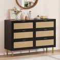 thumbnail image 6 of Goldensoil 15.6"x29.5"x42.5" Rattan 6 Drawer Dresser for Bedroom with Metal Legs and Handles,Black, 6 of 7