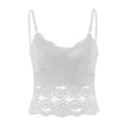 thumbnail image 2 of Women's Lace Cami Tops with Built In Bra V Neck Adjustable Spaghetti Strap Sleeveless Slim Fit Tank Tops Basic Layering Undershirts White, 2 of 5