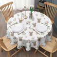 thumbnail image 3 of White Highland Cow Flower Pattern Round Tablecloth 60"x60",Wrinkle Wipeable Table Cloth for Kitchen Dining Room Picnic Patio Party, 3 of 6