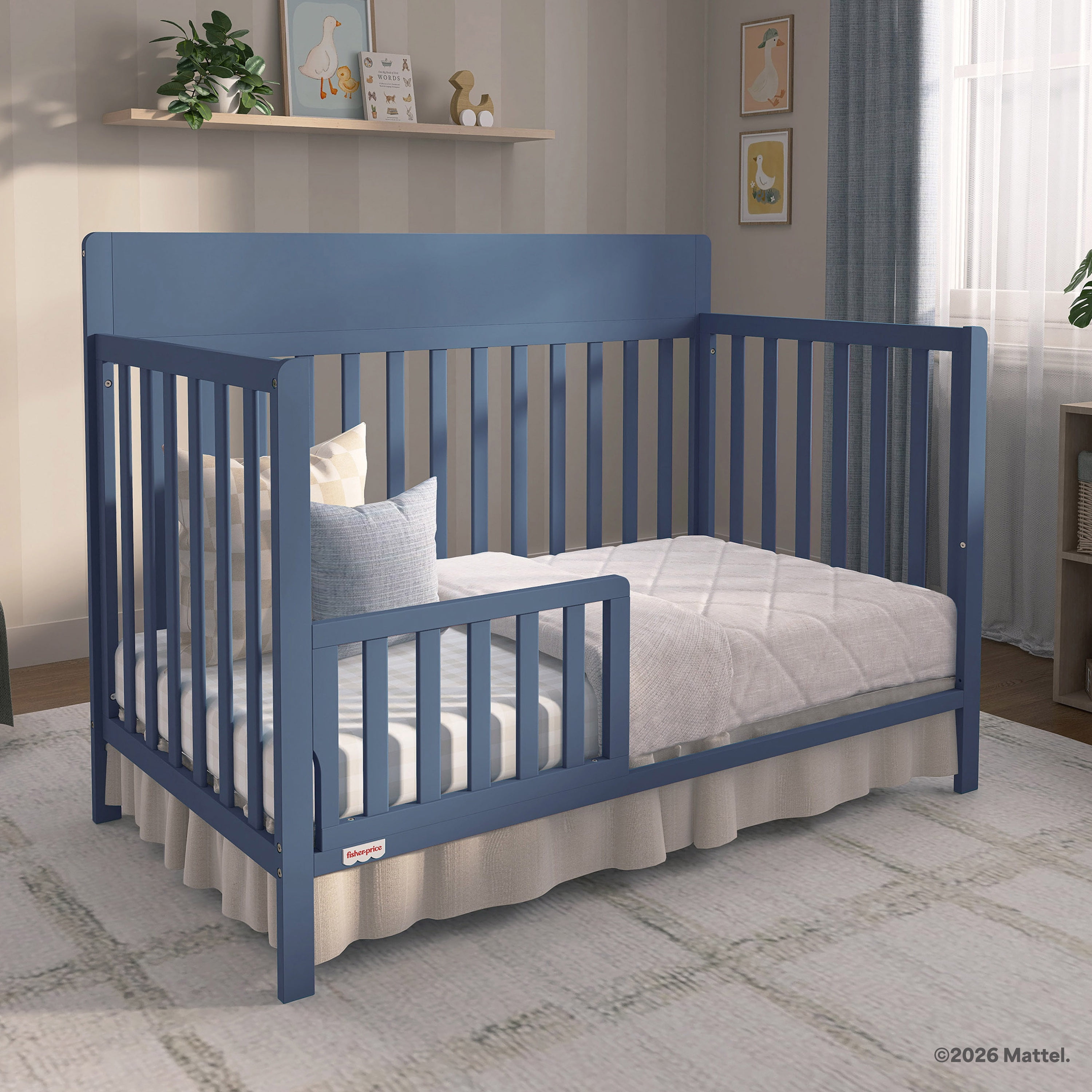 Fisher-Price Meadowbrook 4-in-1 Convertible Baby Crib by Dream On Me, Blue