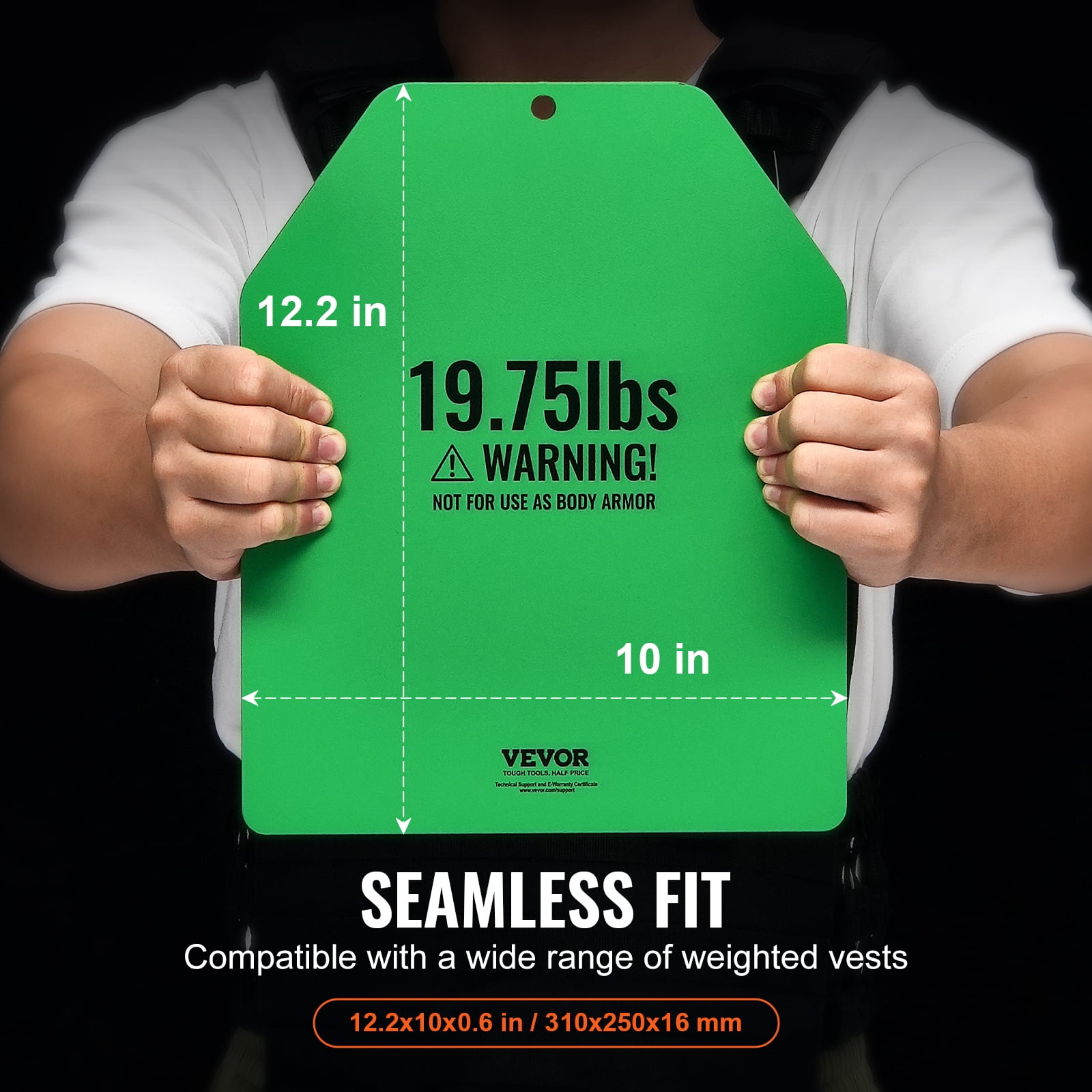 VEVOR Weight Vest Plates, 19.75 LB Pairs, Premium Steel Weighted plates, Contoured Ergonomic Fit – WODs, Additional Weight for Weight Vests, for Strength Training, Running, Fitness, Heavy Workouts