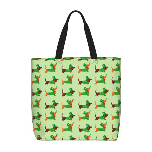 Fotbe dogs St Patrick's Day Bolsa Tote con Estampado para Mujer, Bolsos con Cremallera, Bolsa de Hombro Casual de Gran Capacidad con Bolsillos Internos