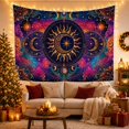 thumbnail image 3 of Sun Wrapped Around Crescent Moon Within Ornate Mandala, Mystical Celestial for Astronomy Fans, Cosmic Wall Art, Housewarming Gift, Tapestry Wall Hanging for Bedroom and Studio, 3 of 7