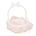 thumbnail image 2 of Handheld Rattan-Style Woven Storage Basket with Short Gauze Skirt & Candy Flower Design | White Plastic Easter Basket for Kids | 8.3x6.3 Inch Decorative Toy & Egg Holder | 1-Pack, 2 of 6